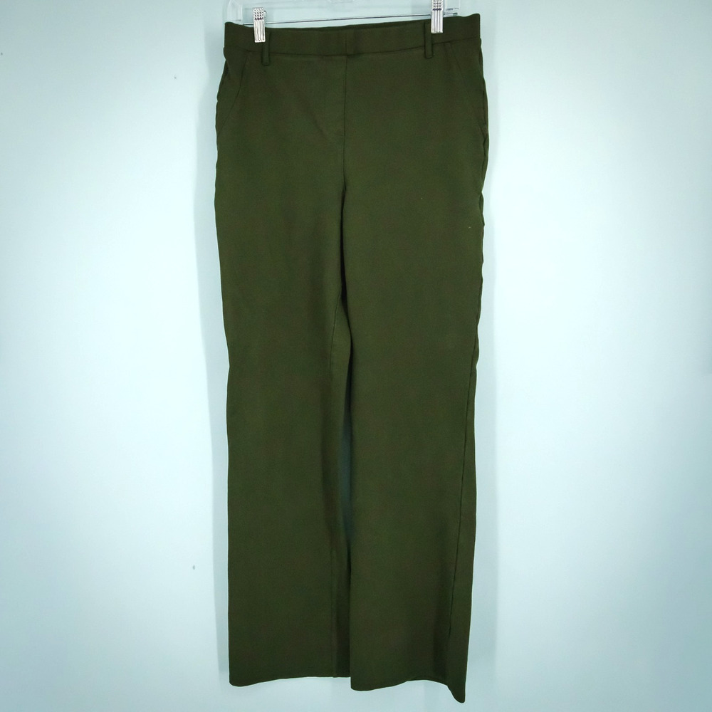 Quince Size Large L Green Ponte Knit Pull On Straight Leg Dress Pants